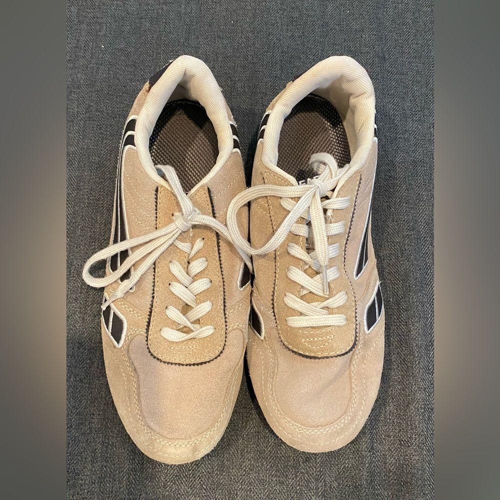 LA Gear Shoes Womens 8 Running Sneakers Lace Up Flats Brown Leather Comfort VTG
